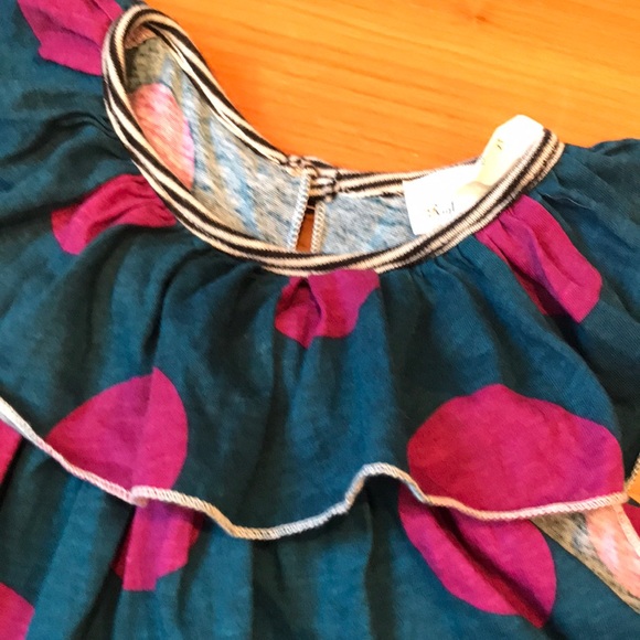 RIGHT BANK BABIES 2T Teal & Pink Polka Dot Dress - Picture 3 of 5